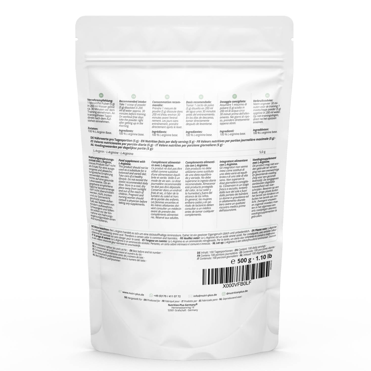 Nutri+ -L-Arginin Base Pulver