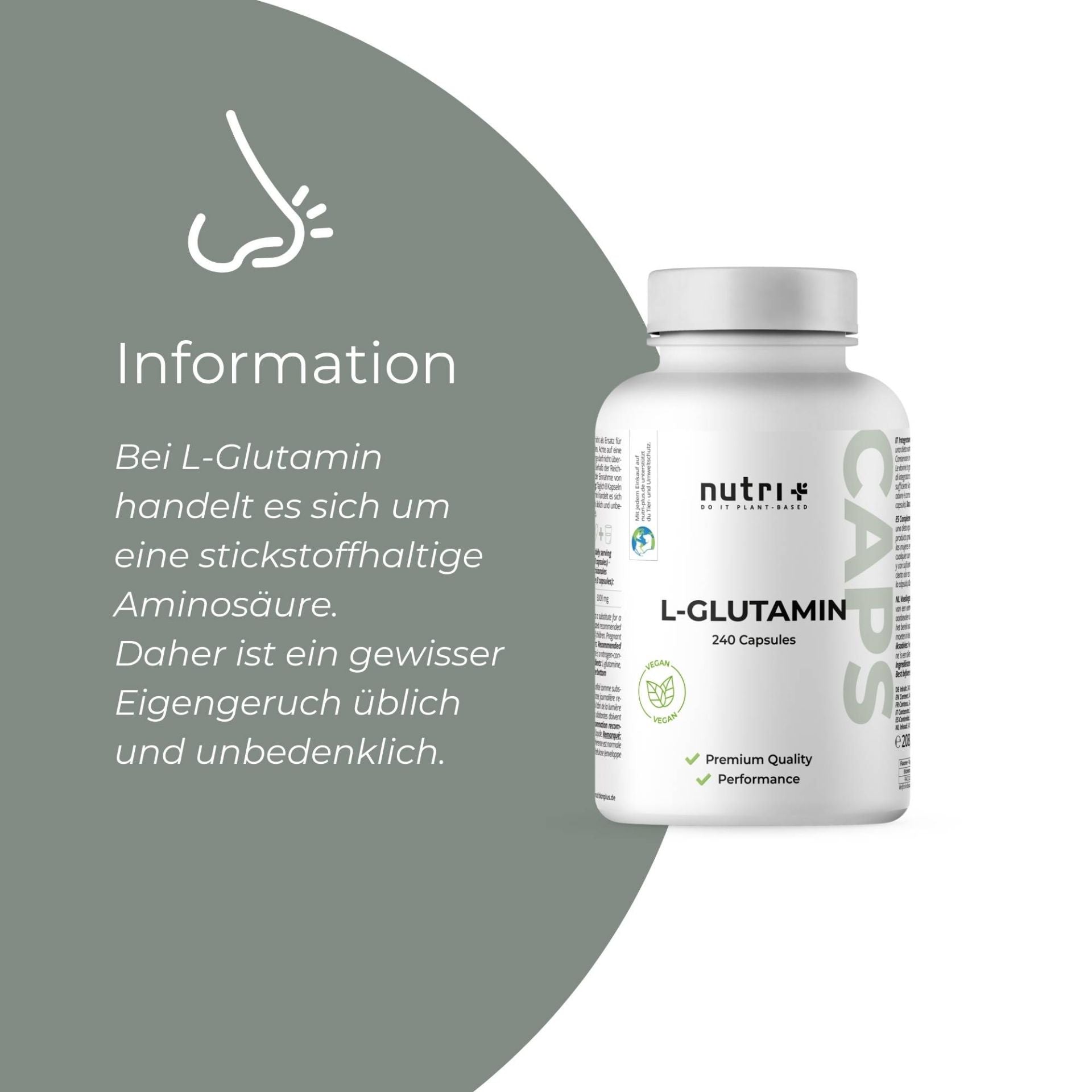 Nutri+ - L-Glutamin Kapseln  - 240 Kapseln