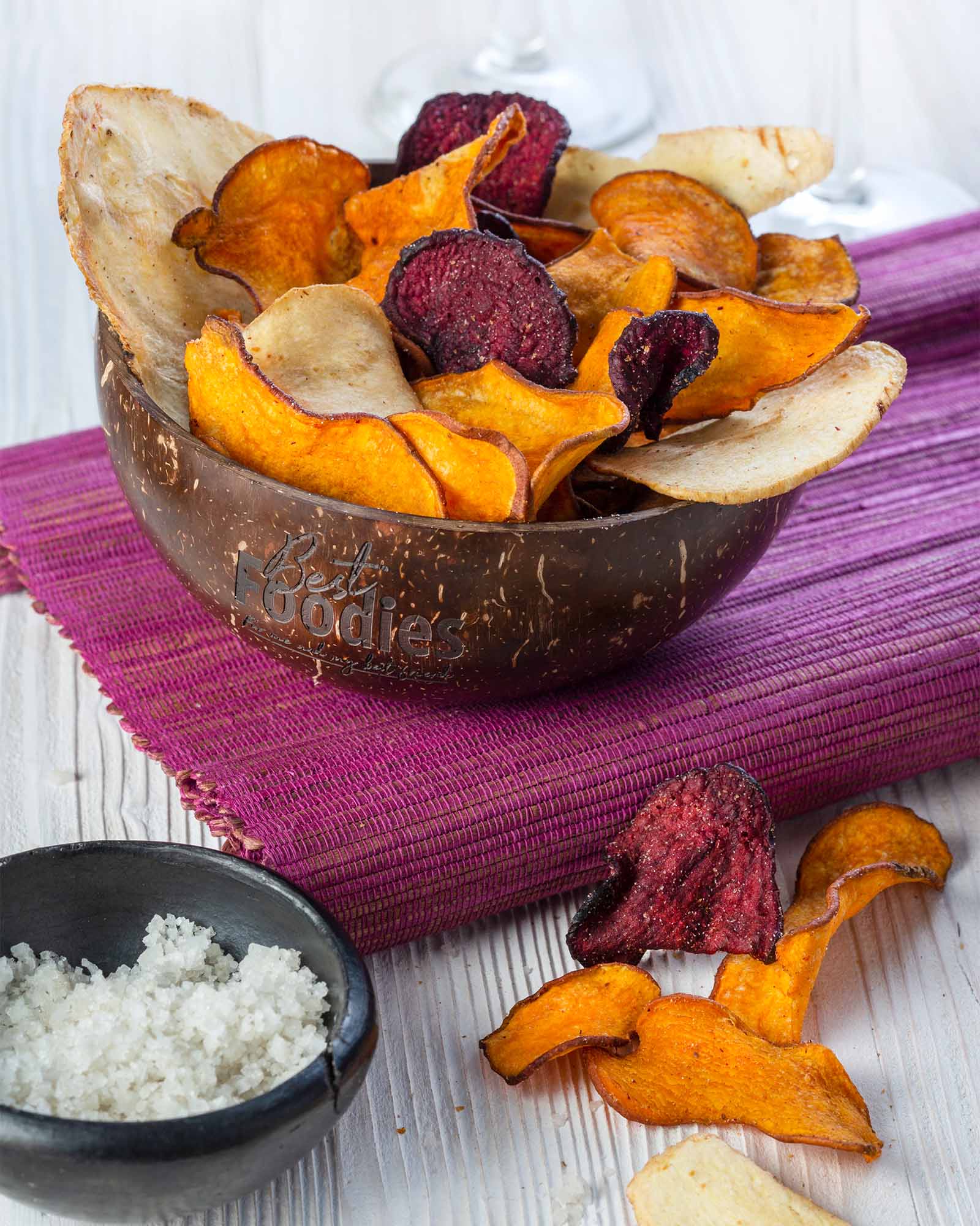 Best Foodies - Bio gemüse chips - Mix mit Pastinake, Süßkartoffel, Rote Rübe & Meersalz - 70g (10 Stück je VPE)