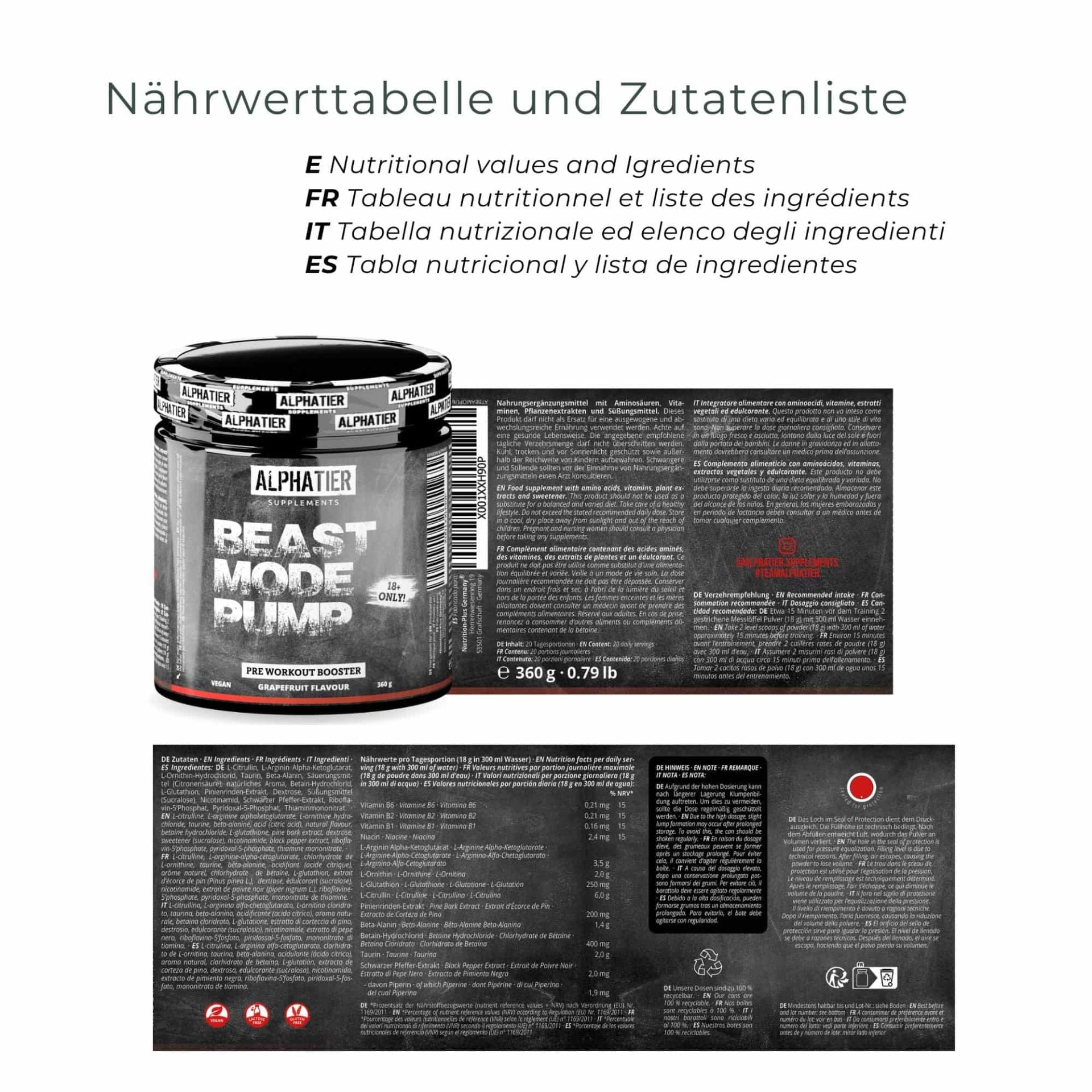 Nutri+ -  Alphatier Beast Mode Pump Booster - 360g