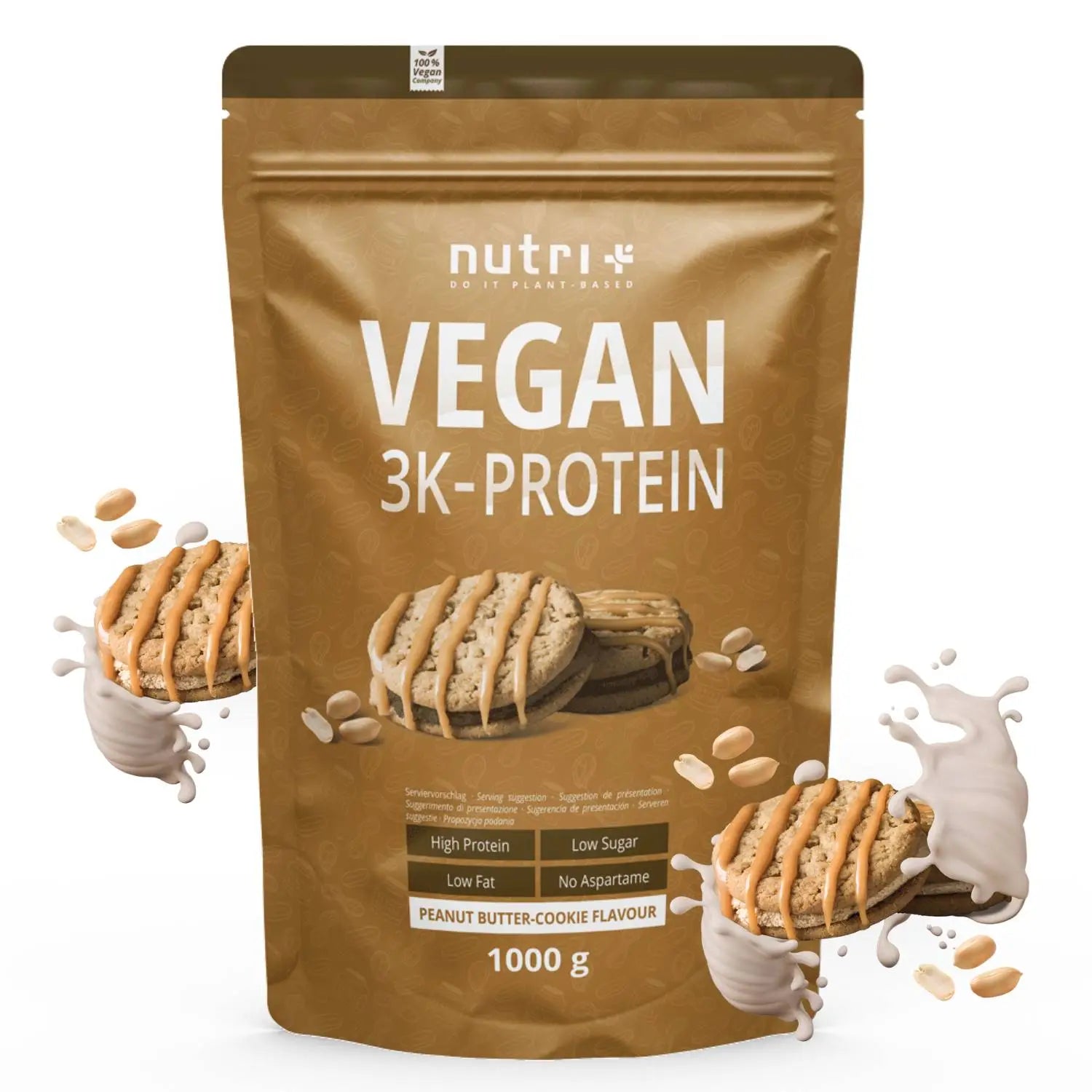Nutri+ - Vegan 3K Proteinpulver - 1000 g