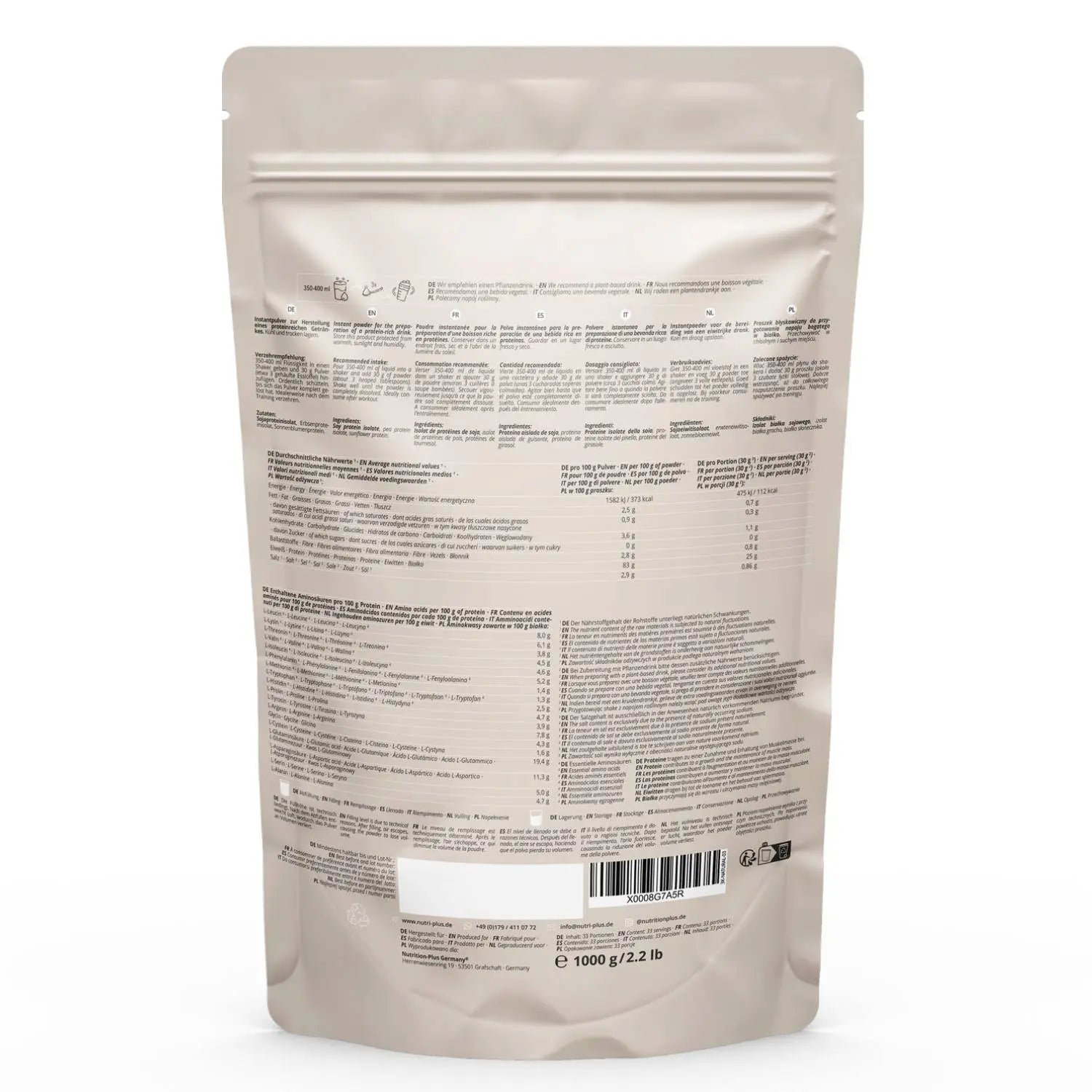 Nutri+ - Vegan 3K Proteinpulver - 1000 g