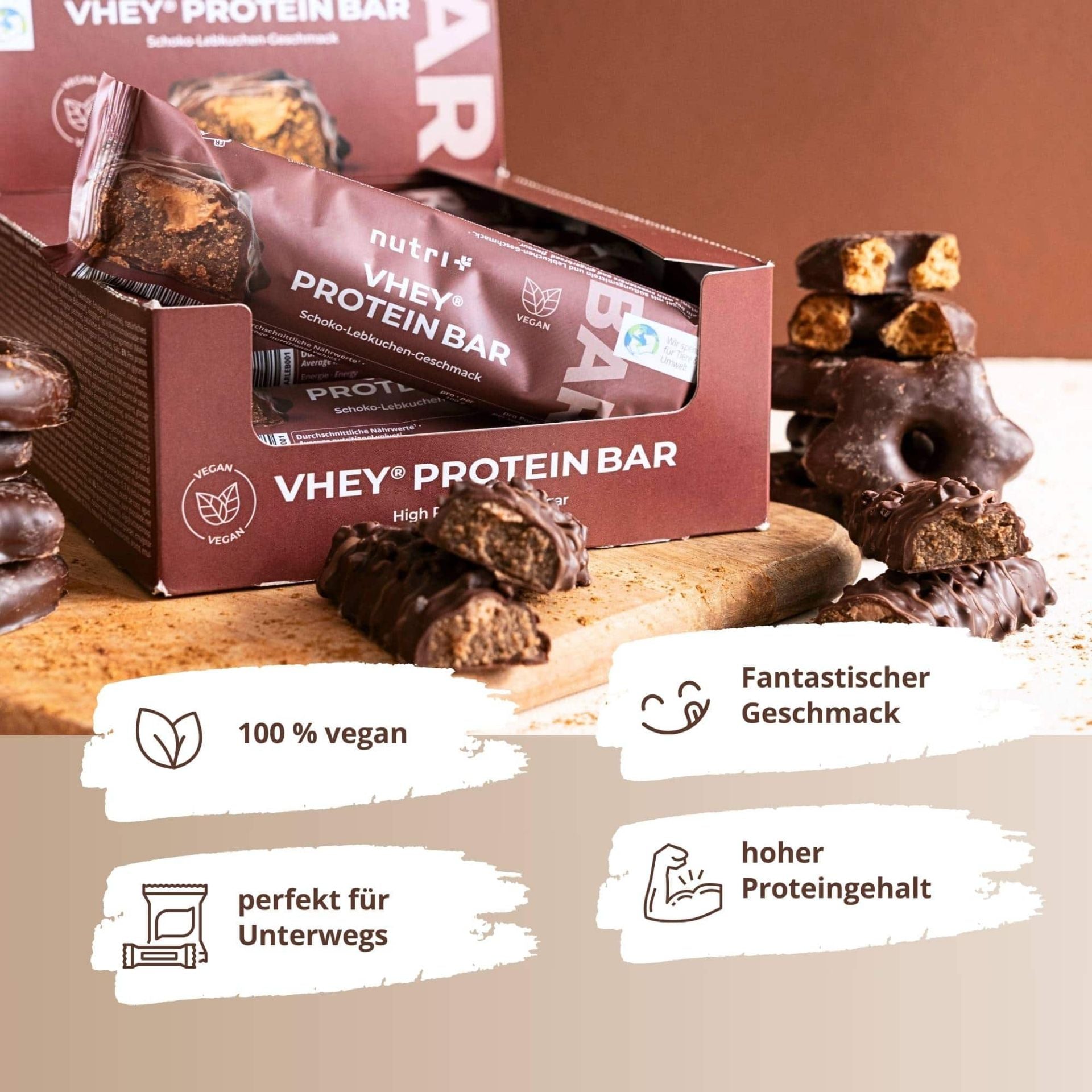 Nutri+ - Whey Protein Bar - Lebkuchen (12 Stück a Tray)