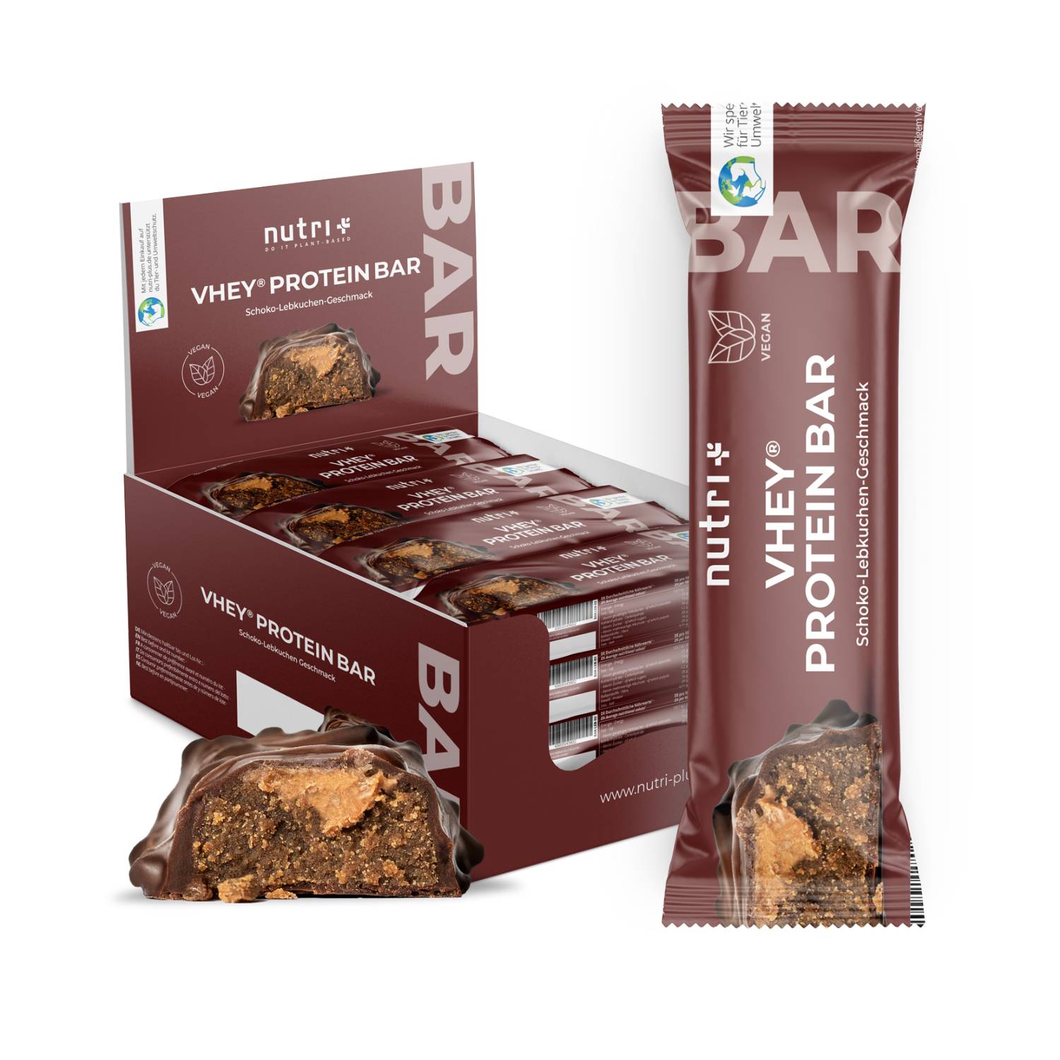 Nutri+ - Whey Protein Bar - Lebkuchen (12 Stück a Tray)