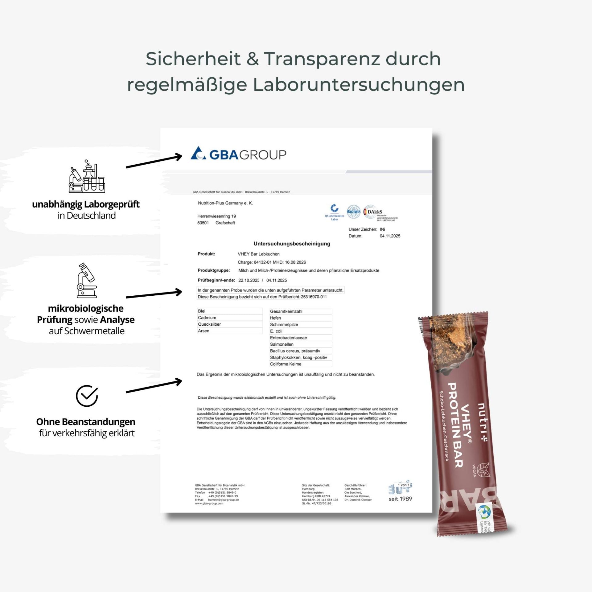 Nutri+ - Whey Protein Bar - Lebkuchen (12 Stück a Tray)