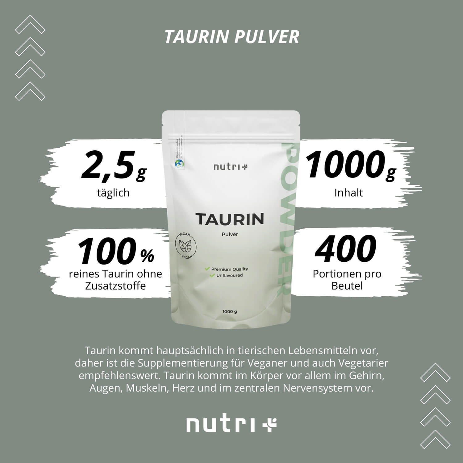 Nutri+ - Taurin Pulver - 1000g