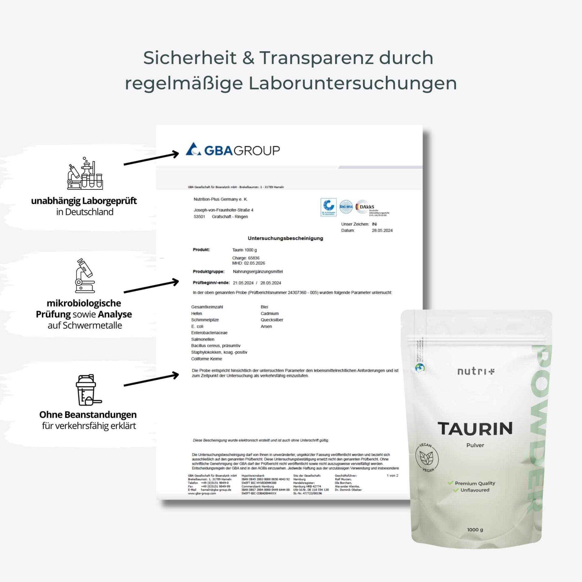 Nutri+ - Taurin Pulver - 1000g