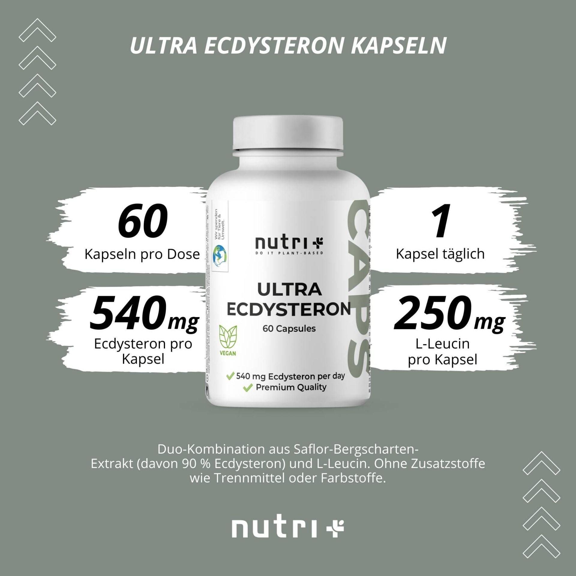 Nutri+ - Ultra Ecdysteron Kapseln + Leucin - 60 Kapseln