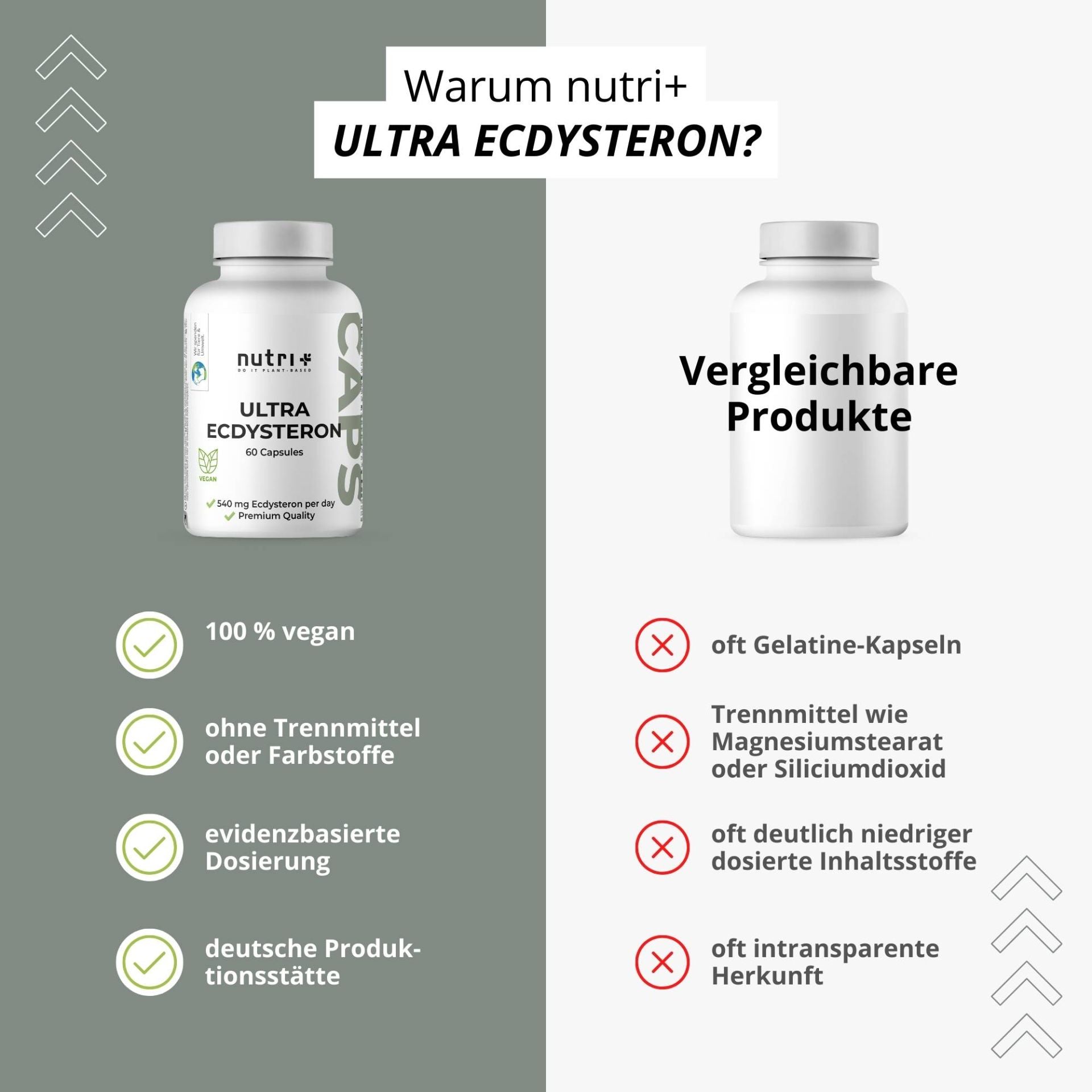 Nutri+ - Ultra Ecdysteron Kapseln + Leucin - 60 Kapseln
